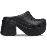 Zueco Crocs Siren Clog negro con plataforma y tacón cuadrado.