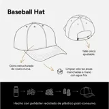 Gorra de béisbol negra de corderoy con el nombre "Martha" bordado en el lateral. Ajustable, de visera curva y corona alta. Hecha con plástico reciclado post-consumo.