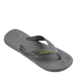 Chancletas de hombre Havaianas modelo Top Max Comfort, color azul marino con tiras anchas y el logo de la marca en color naranja.