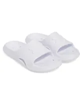 Sandalias Under Armour modelo W Locker V SL, de color blanco, confeccionadas en EVA moldeada de una sola pieza. Cuentan con diseño de secado rápido, orificios de drenaje para reducir la retención de agua, suela y plantilla texturizadas para mayor tracción.