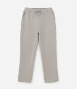Pantalón de corte recto confeccionado en tejido de algodón y poliéster, con cintura elástica ajustable mediante lazo y bolsillos laterales.