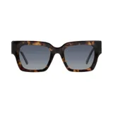 Lentes de sol Azzaro con montura cuadrada de acetato color carey y lentes grises.