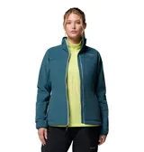 Campera técnica Columbia Titanium con tecnología Omni-Heat y Omni-Shield. Presenta cierre frontal completo, cuello alto con protección para la barbilla, bolsillos laterales y en el pecho con cierre, y puños con ribete elástico.