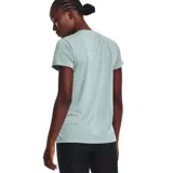 Remera deportiva Under Armour Tech Twist V-Neck color celeste jaspeado, de corte holgado, manga corta y cuello en V.