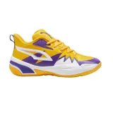 Championes de básquet Puma Genetics, color amarillo con detalles en violeta y blanco.