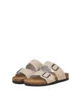 Sandalias de dos tiras Jack & Jones modelo Malmo, color beige, con hebillas metálicas ajustables y suela anatómica de corcho y EVA.