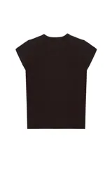 Camiseta básica de corte entallado, cuello redondo y manga corta, confeccionada en tejido de punto elástico con acabado recto.