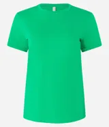 Remera básica de cuello redondo y manga corta con detalle de dobladillo, confeccionada en algodón suave.