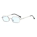 Lentes de sol unisex con armazón metálico negro y formato poligonal.