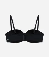 Soutien tipo top banda de microfibra color negro, con copas preformadas y tirantes removibles.