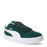 Championes Puma modelo Park Life Style Easy SD, color verde oscuro con detalles en blanco. Confeccionados en gamuza, cuentan con el logo de la marca en el lateral y una suela de goma blanca.
