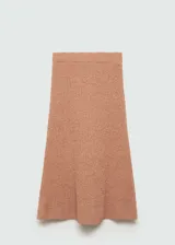 Falda midi de punto acanalado con diseño evasé y cintura elástica.