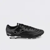 Championes de futbol Joma N-10 2201 de corte clásico, color negro con detalles en blanco, fabricados en material sintético resistente con suela apta para césped natural.