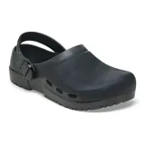 Zueco Birkenstock Birki Air 2.0 PU, color negro, con correa trasera ajustable y plantilla anatómica.