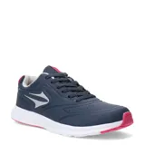 Championes Topper modelo Boro III, color azul marino con detalles en fucsia y blanco. Presentan un diseño deportivo con cordones, suela blanca con refuerzo fucsia en la puntera y el talón, y el logo de la marca en el lateral.