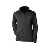 Campera de polar Columbia color gris oscuro, con cierre frontal completo, cuello alto, bolsillos laterales con cierre y bolsillo vertical con cierre en el pecho. Logo de la marca bordado en el pecho.