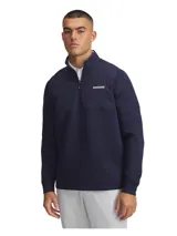 Buzo Under Armour Drive Pro Hybrid con media cremallera para hombre, de color azul marino, con cuello alto, tecnología UA Storm impermeable y aislamiento ligero.