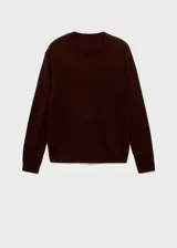 Jersey de punto fino con cuello redondo y manga larga, de diseño recto y corte clásico.