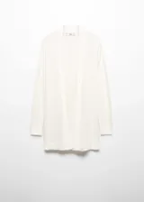 Cardigan de punto fino color marfil, con diseño abierto sin cierre, de corte recto y manga larga.