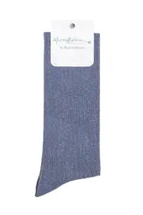 Calcetines de caña alta confeccionados en tejido de algodón con acabado brillante de glitter y textura acanalada.