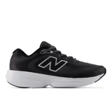 Championes de running New Balance modelo 411 v4, color negro con suela blanca. Presentan un diseño de malla transpirable con el logo N en el lateral y sistema de cordones para un ajuste seguro.