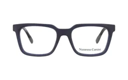 Lentes Nazareno Corsini modelo 0151 con armazón cuadrado de acetato en color azul marino.