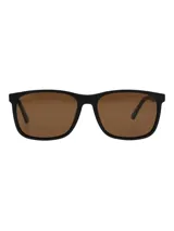 Lentes de sol RKF Viterbo para hombre, con armazón de acetato de celulosa negro y cristales polarizados de color marrón con protección UV.