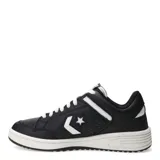 Championes Converse Weapon OX de cuero negro con detalles en blanco, cordones blancos y suela blanca.