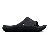 Sandalias Under Armour modelo Flow Velociti, color negro, con diseño ergonómico de una sola pieza, suela con patrón de tracción texturizado y logo de la marca en relieve.