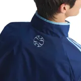 Campera deportiva Adidas Argentina Retro 2006, color azul y celeste, con cierre frontal, cuello alto y puños elásticos. Presenta el logo de Adidas y el escudo de la AFA en el pecho, y las tres tiras características de Adidas en las mangas.