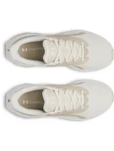 Championes de running Under Armour modelo W Ascend, color beige con detalles en blanco. Presentan una parte superior de malla transpirable y liviana, con entresuela Charged Cushioning para mayor amortiguación y respuesta.