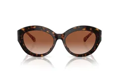 Lentes de sol Michael Kors con montura de acetato color carey y lentes marrones degradadas.