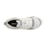 Championes de senderismo Merrell modelo Tempo Sol, en tonos gris claro y blanco. Presentan una combinación de gamuza y malla transpirable en la parte superior, con cierre de cordones y entresuela de espuma EVA para mayor amortiguación y estabilidad.