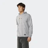 Canguro Rip Curl Crescent Hood de tejido melange gris, con capucha ajustable por cordones crudos con topes de PU, bolsillo tipo canguro frontal con ribetes y etiqueta tejida de la marca.