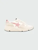 Championes Golden Goose Running Solè, color beige con detalles en rosa.