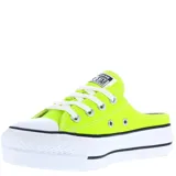 Championes tipo zueco Converse Chuck Taylor All Star Mule Lift, color amarillo neón, con plataforma blanca y cordones blancos.