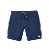 Short de baño azul con cordón ajustable en la cintura y logo de la marca en la pierna derecha.