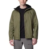 Campera impermeable Columbia modelo Watertight II, color verde oliva. Cuenta con capucha ajustable, cierre frontal, bolsillos laterales con cierre y puños ajustables. Posee tecnología Omni-Tech para mayor protección contra la lluvia y forro de malla transpirable.