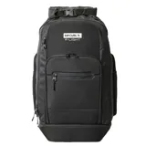 Mochila negra Rip Curl F-Light Surf de 40 litros, con diseño técnico, compartimentos con cierre y cierre superior enrollable con hebilla.