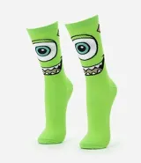 Medias de caña larga color verde con estampado del personaje Mike Wazowski de Monsters Inc.