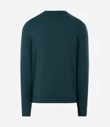 Suéter de punto para hombre, con cuello redondo, mangas largas y puños y bajo acanalados.