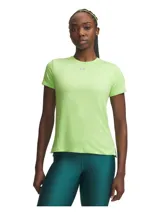 Remera deportiva Under Armour modelo Vanish SS, color verde claro, de manga corta, con cuello redondo y logo reflectante en el pecho.