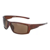 Lentes de sol con montura rectangular color marrón y lentes marrones.