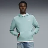 Buzo con capucha de color verde agua, con bolsillo frontal tipo canguro y puños acanalados. Presenta el logo de Puma y la marca McLaren Racing estampados en el pecho.