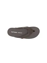 Sandalias de dedo Hush Puppies modelo Merritt Toepost, color marrón con suela de goma color tostado y tiras de cuero y textil.