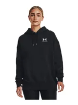 Buzo con capucha Under Armour de corte oversize, confeccionado en tejido polar de mezcla de algodón con interior cepillado. Presenta hombros caídos, puños y bajo acanalados, y el logo de la marca estampado en el pecho.