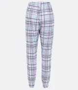 Pantalón de pijama largo de franela con estampado a cuadros, cintura elástica con lazo y tobillos elastizados.
