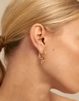 Aros tipo argolla de diseño orgánico y minimalista, con acabado plateado brillante.