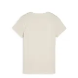 Remera de manga corta Puma color lila, con cuello redondo y estampado gráfico frontal con la frase 'wealthy mindset' y una ilustración de una fachada.