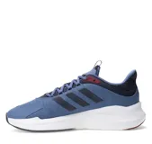 Championes de running Adidas modelo AlfaEdge, color azul con detalles en azul marino y blanco. Presentan un diseño moderno con mediasuela Bounce para mayor amortiguación y suela de caucho para mejor tracción.